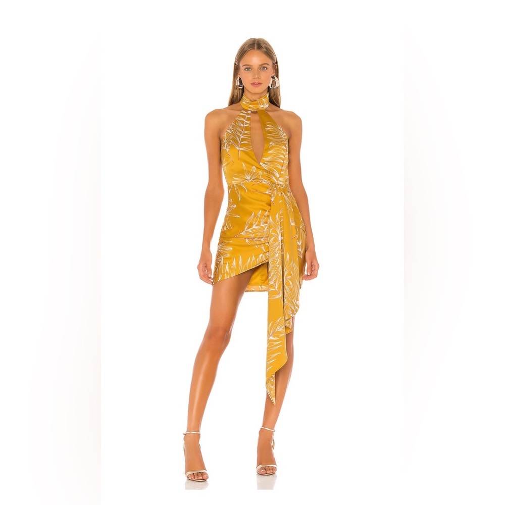 Camila Coelho Antonia Mini Dress in Gold Tropical